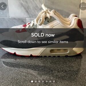 Nike Air Max 90 White, Red, and Gray Sneakers